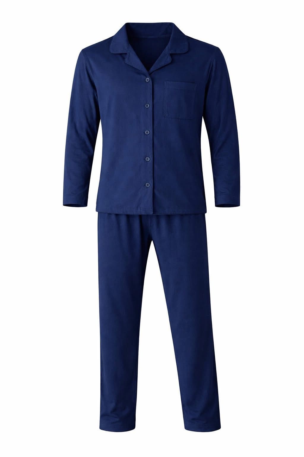Navy Collar Pjs – Adults