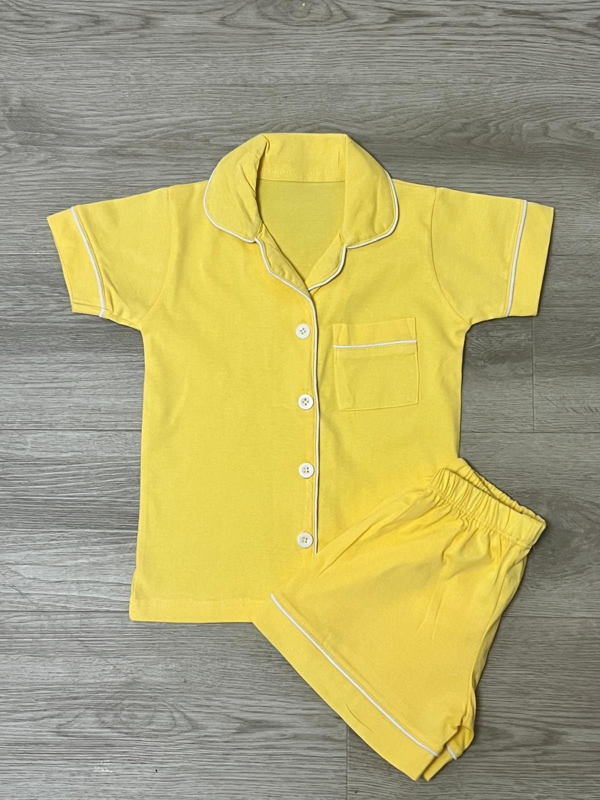 Yellow Collar Shorts Set – Kids