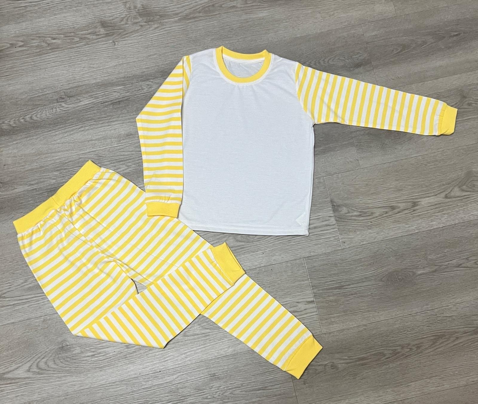 Pastel Yellow Stripes Cotton PJs – Kids