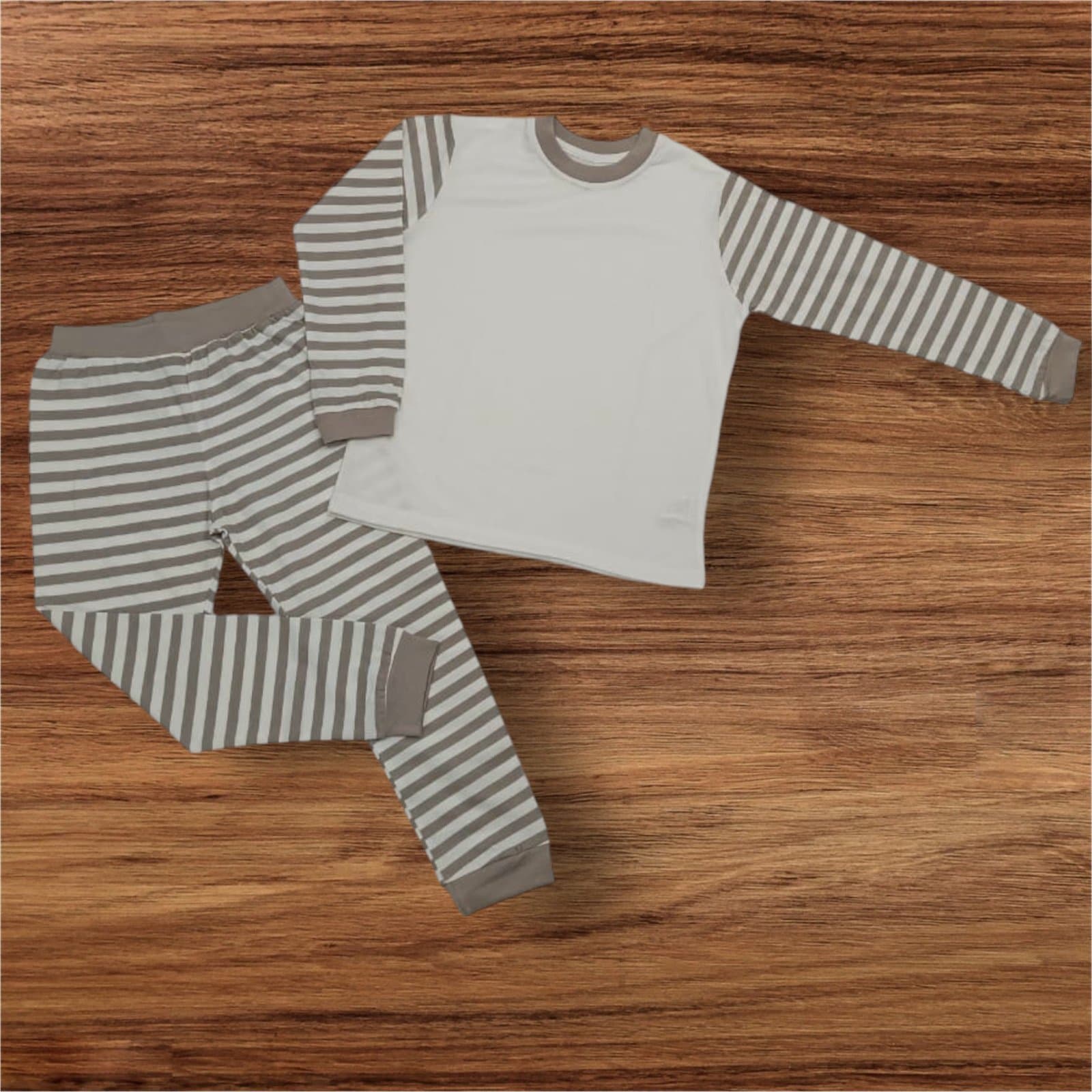 Dark Beige Stripes Kids Pyjamas