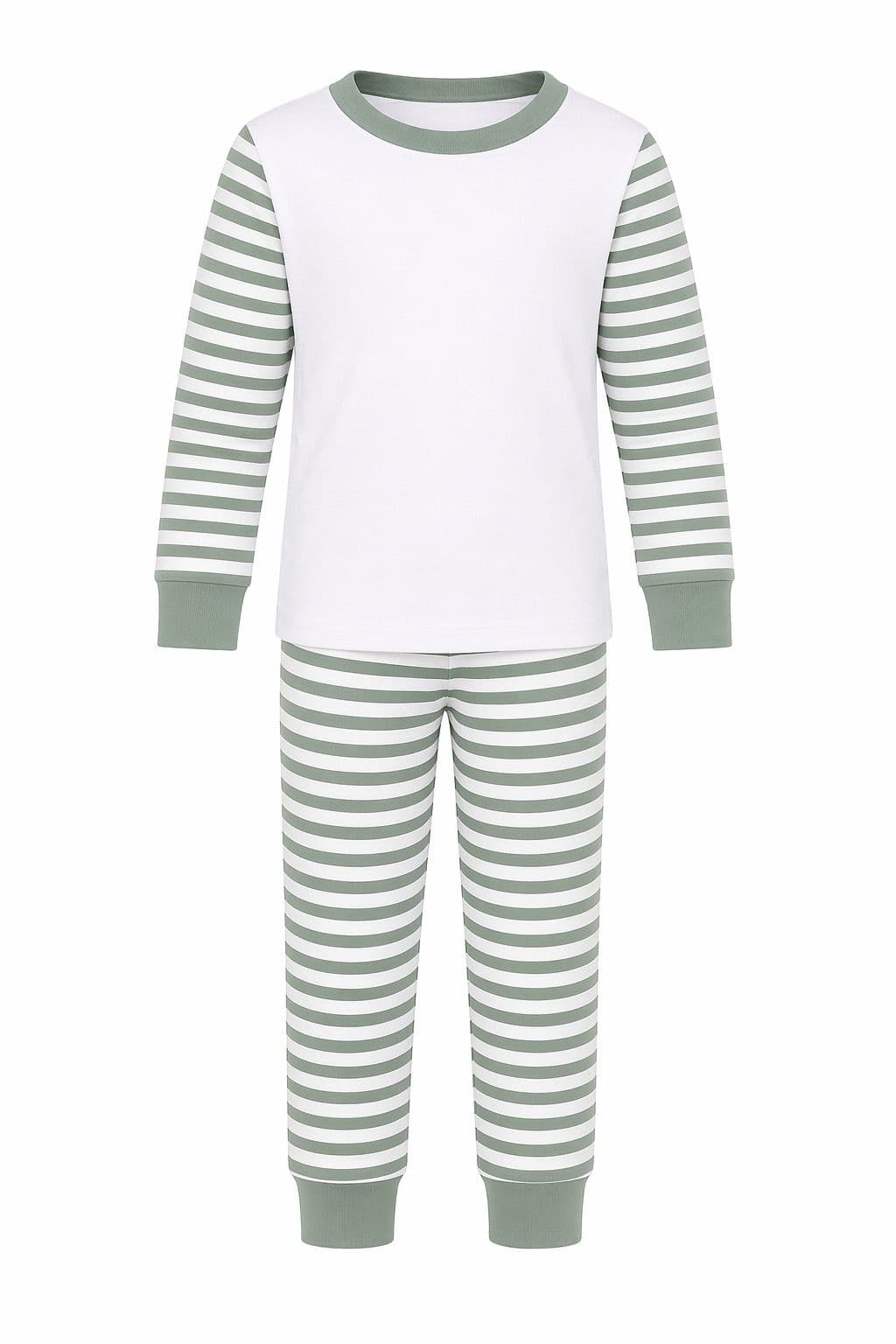 Sage Green Stripes Cotton PJs – Adults