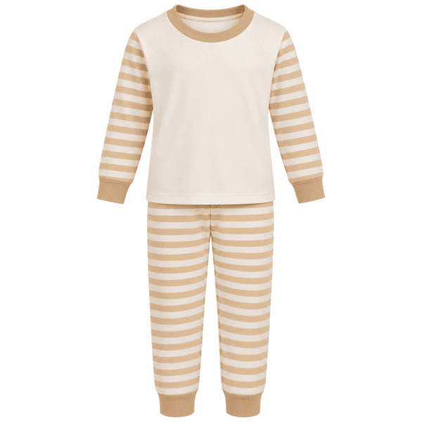 Light Beige Stripes Cotton PJs – Kids