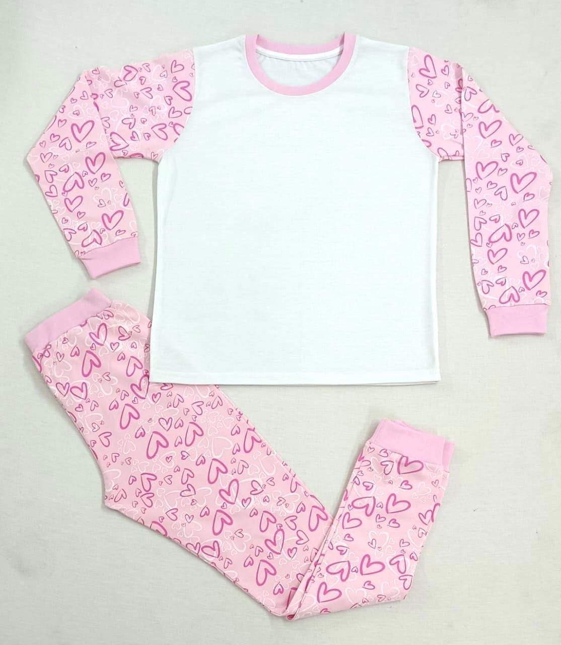 Kids Sublimation PJs – Pink Hearts
