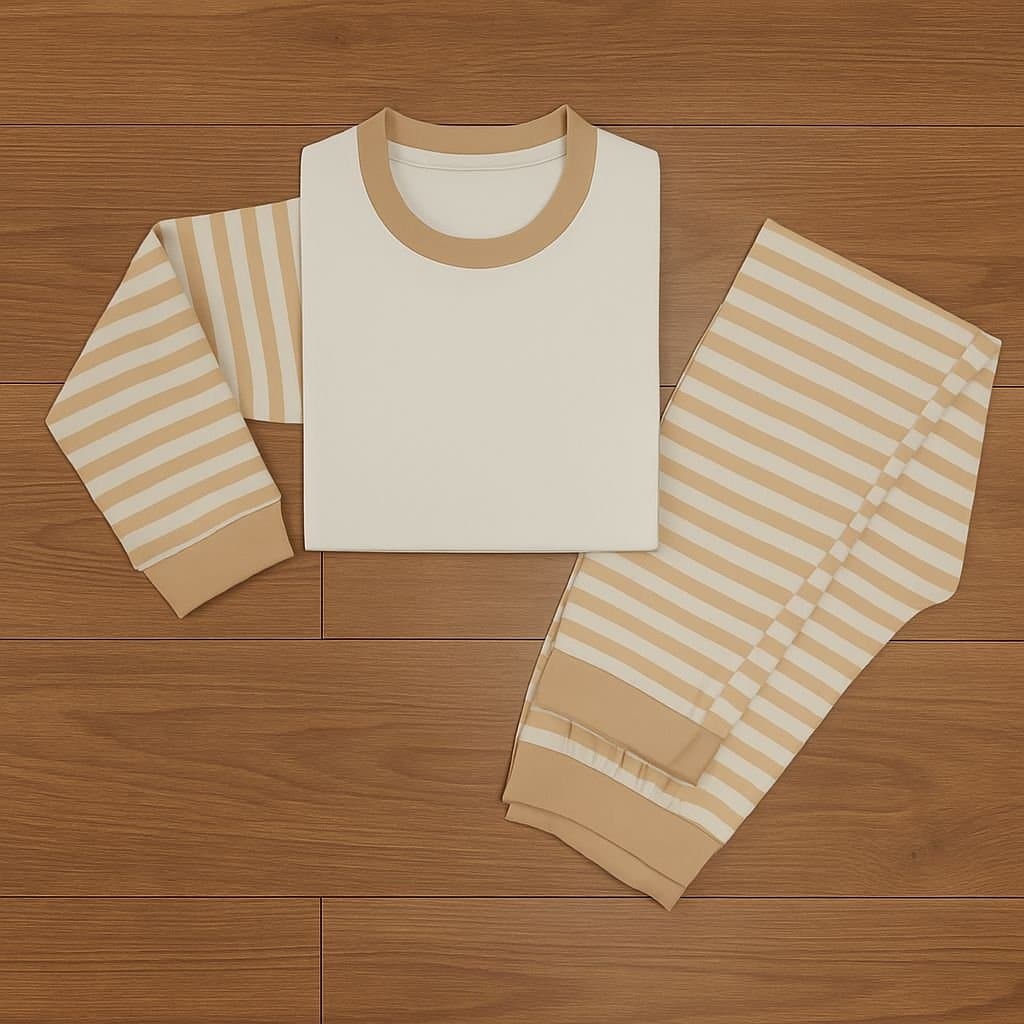 Light Beige Stripes PJs – Kids