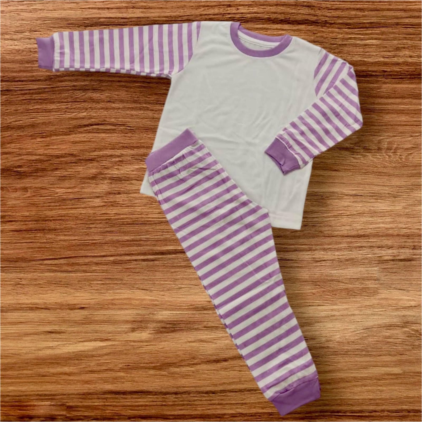 Striped Pyjamas Wholesale Childrens Blank Pyjamas Lilac Stripes